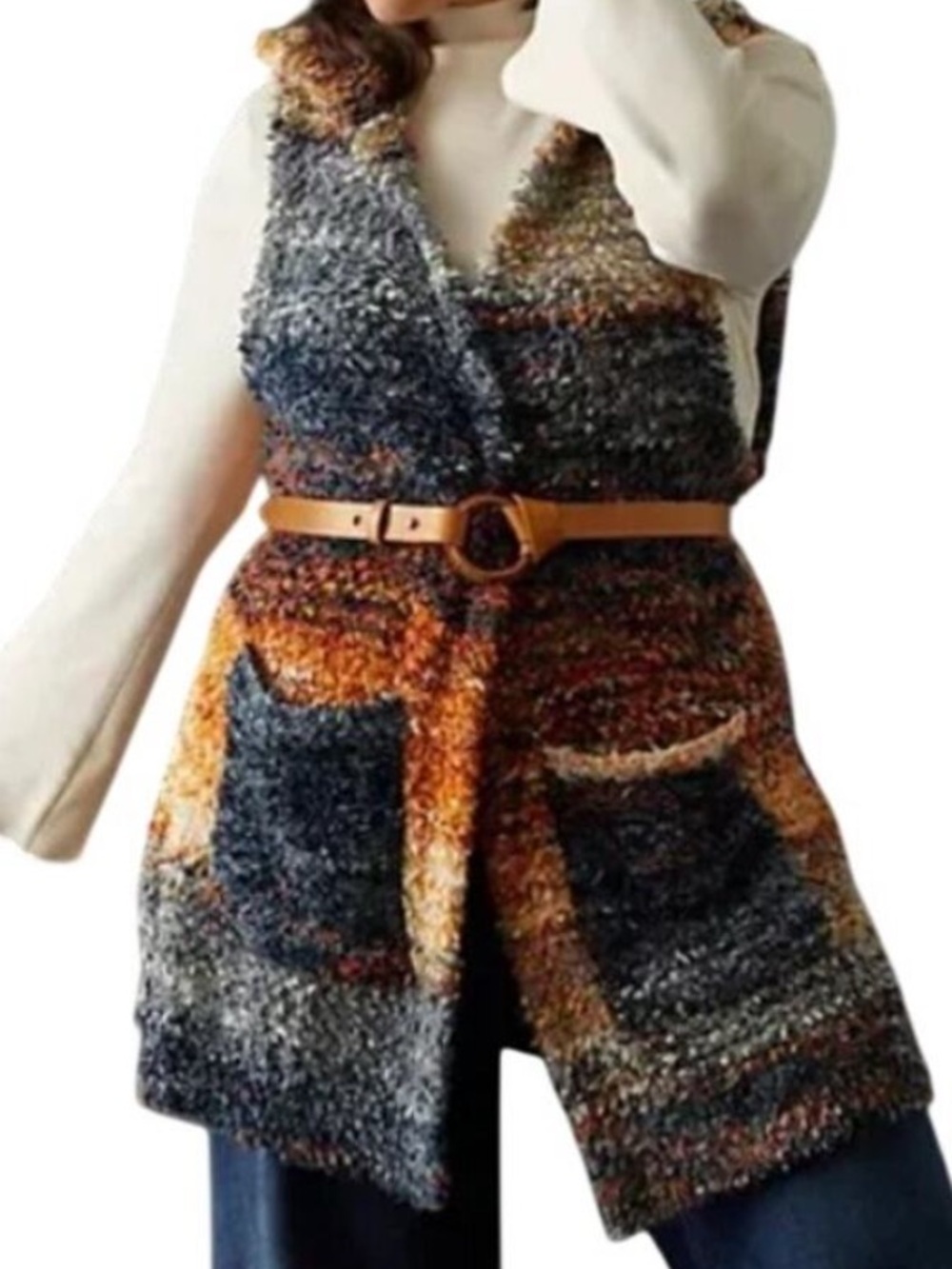 Anthropologie - pilcro chunky sweater open front vest